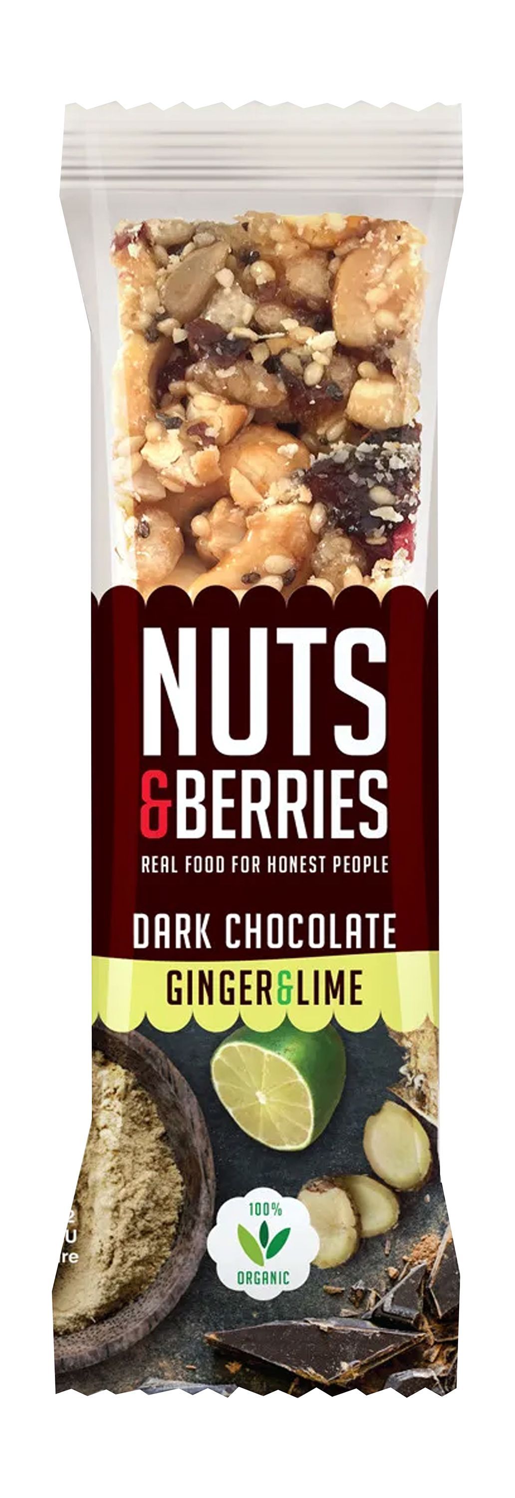 Bio Ginger and Lime Black Chocolate Bar, 40g