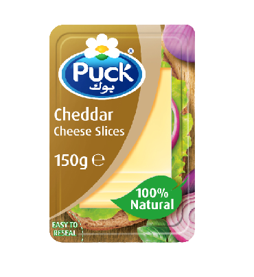 Puck Natural White Cheddar Cheese Slices, 150g