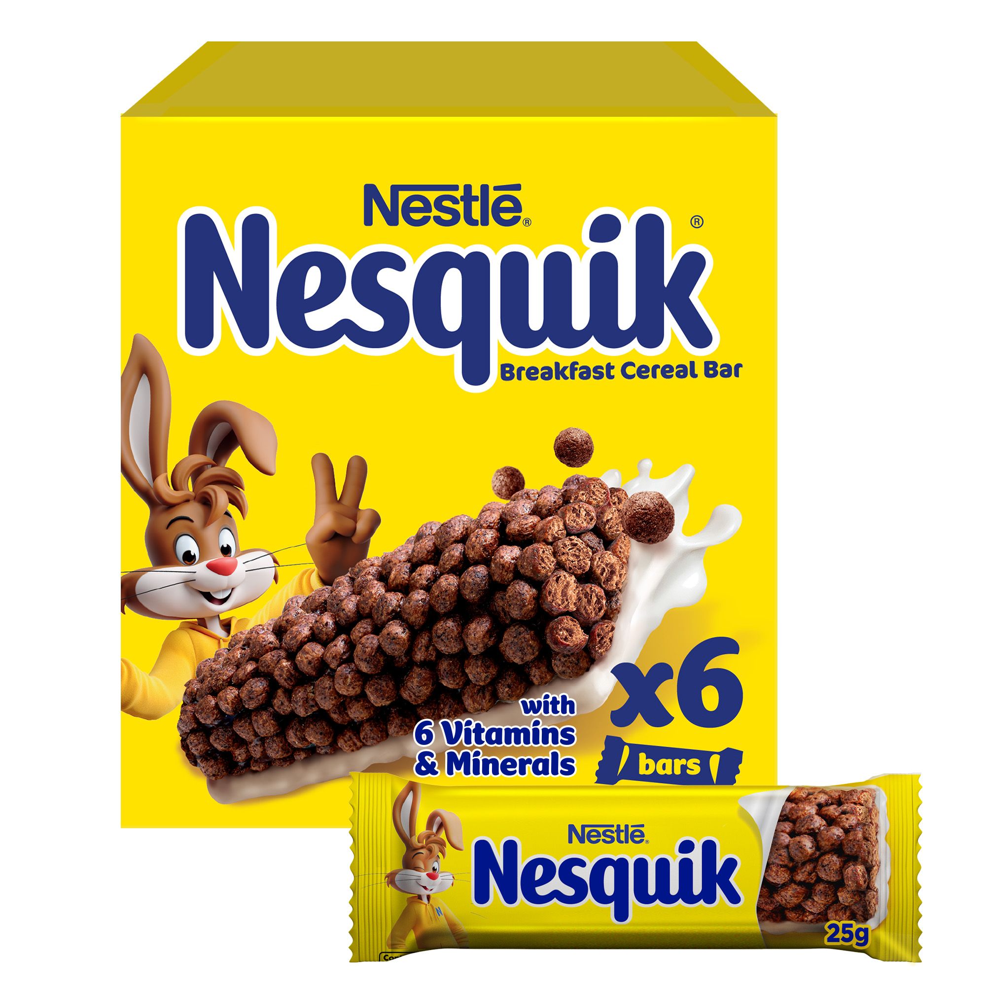 Nestle Nesquik Chocolate Breakfast Cereal Bar, 6x25g
