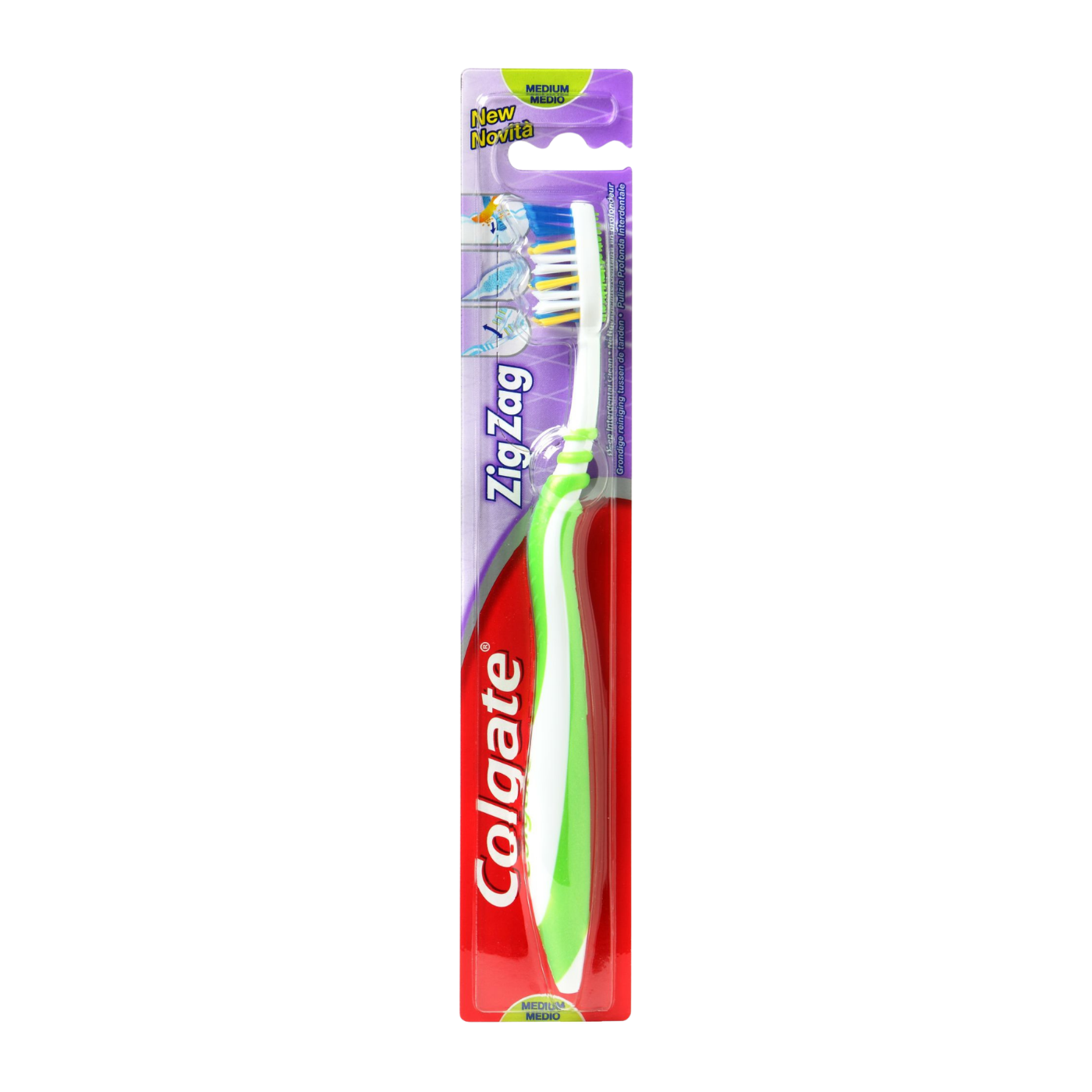 Colgate Zig Zag Green & White Medium Toothbrush, 1 Piece