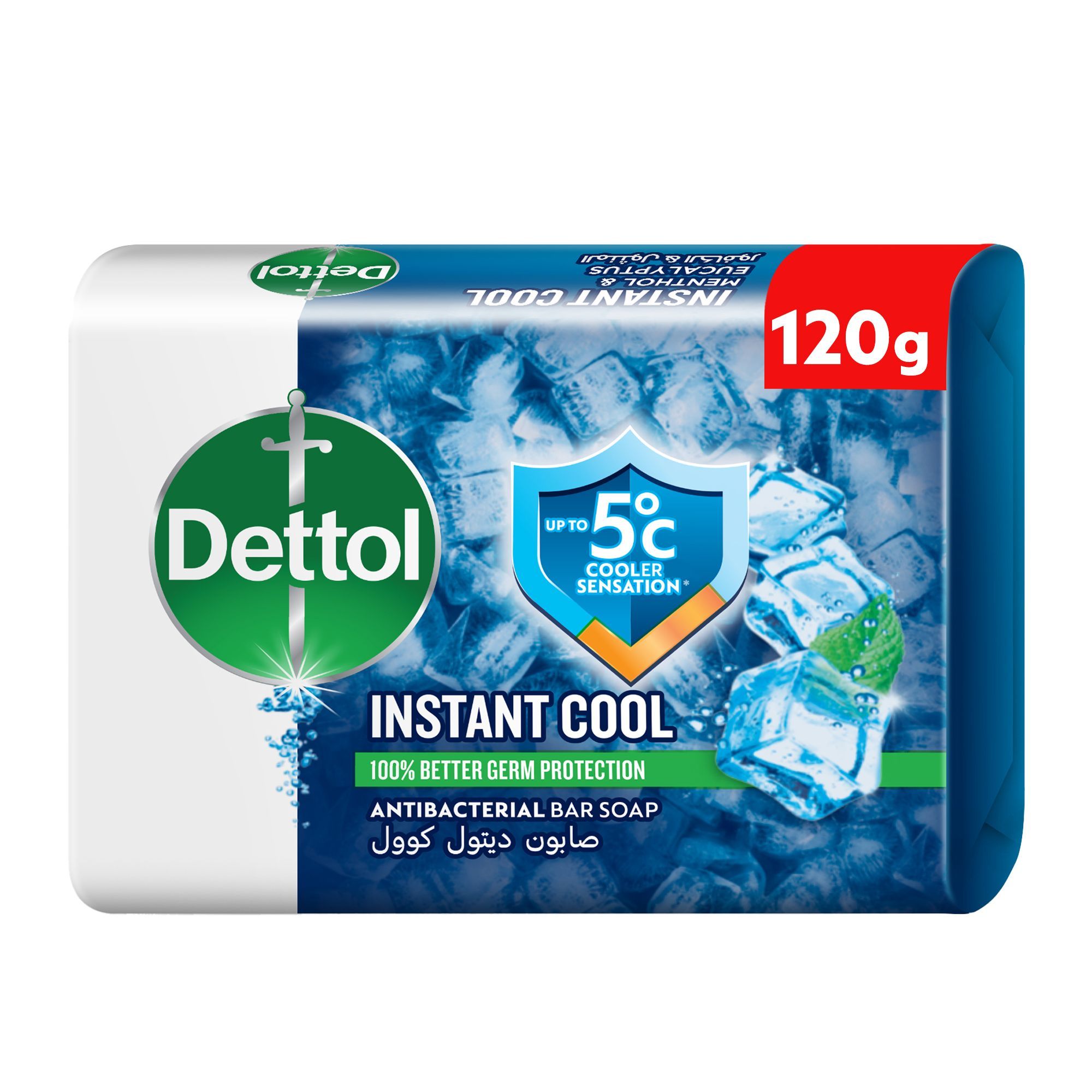 Dettol Instant Cool Menthol & Eucalyptus Scent Bar Soap, 120g