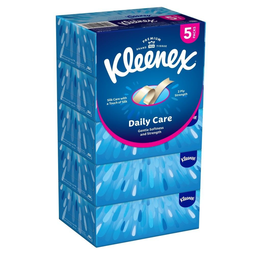 Kleenex Daily Care 2Ply Facial Tissues, 190 Sheets, 5 Boxes