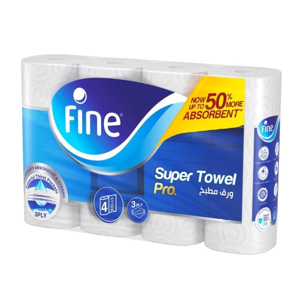Fine Pro Super 3Ply Kitchen Towel Tissues Rolls, 4x60 Sheets
