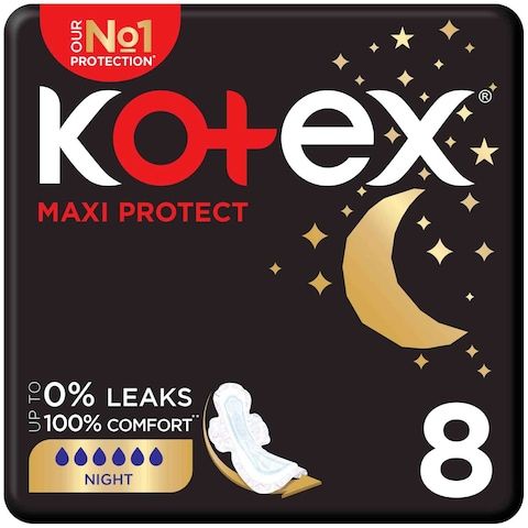Kotex Maxi Night Thick Pads, 8 Pieces