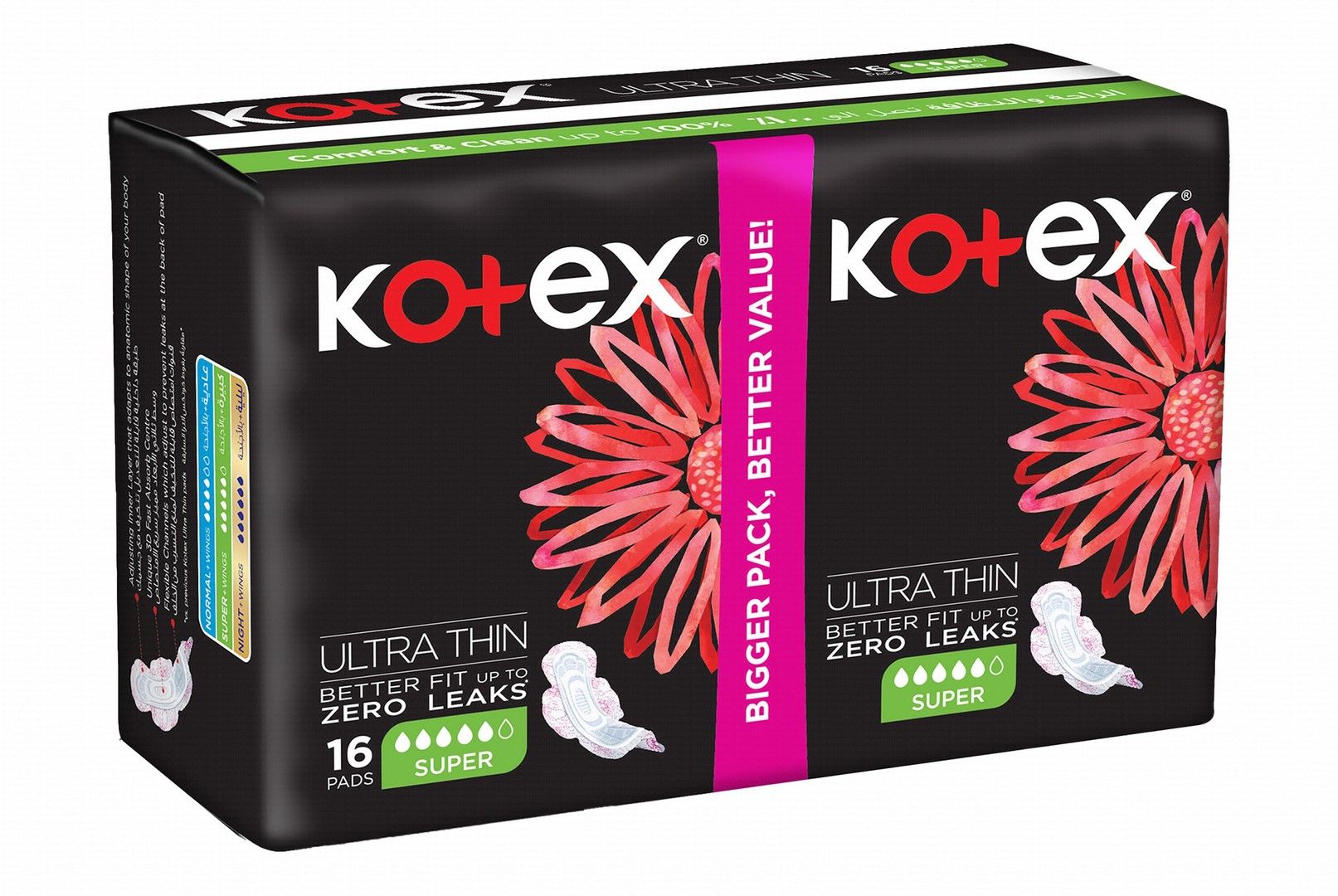Kotex Ultra Thin Super Pads with Wings, 16 Pieces