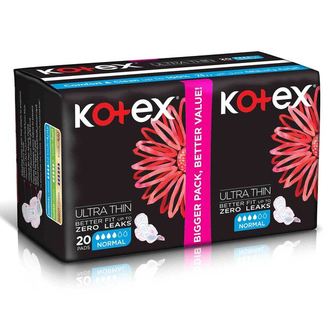 Kotex Ultra Thin Normal Size Sanitary Pads with Wings, 20 Pads