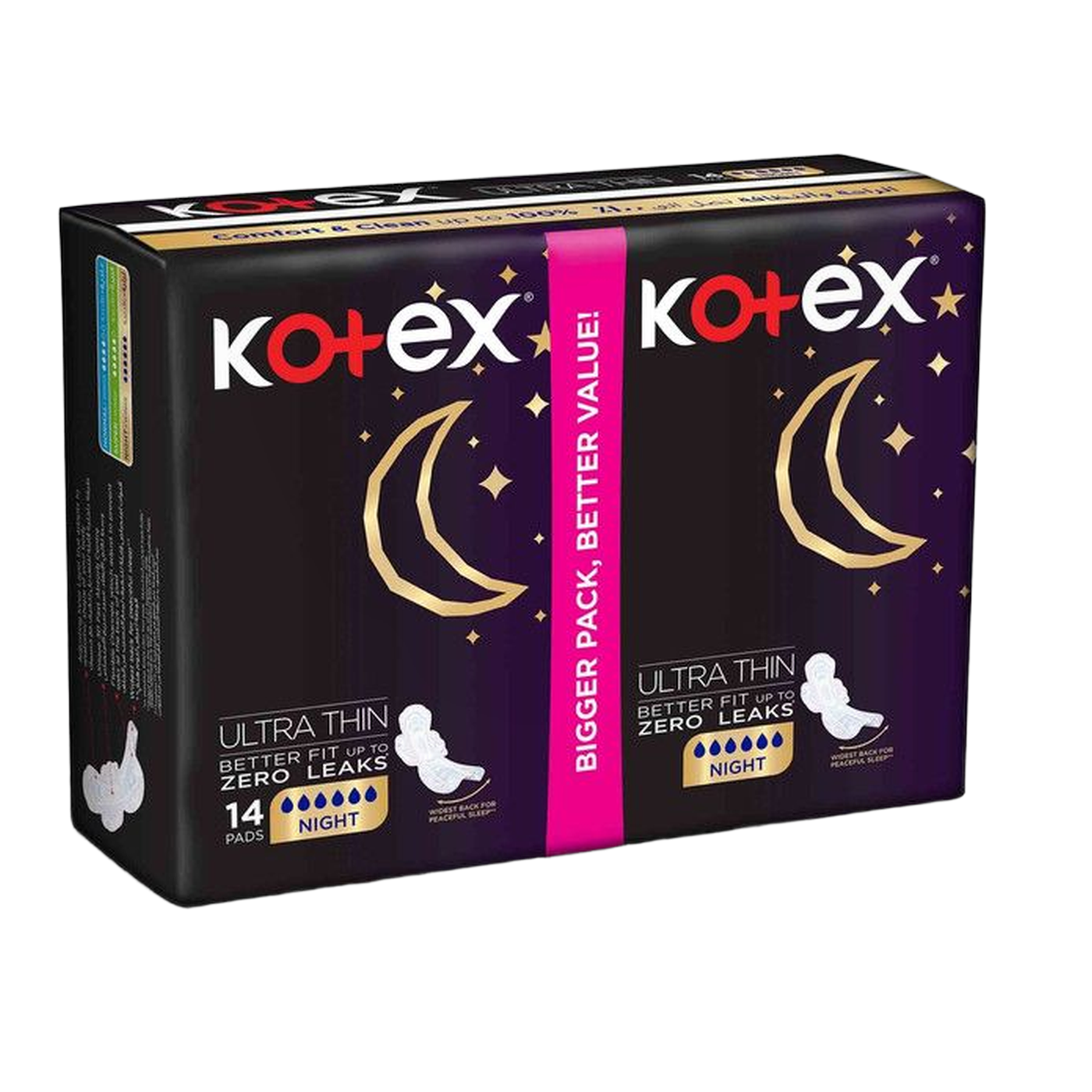 Kotex Ultra Thin Pads Night with Wings, 14 Pieces