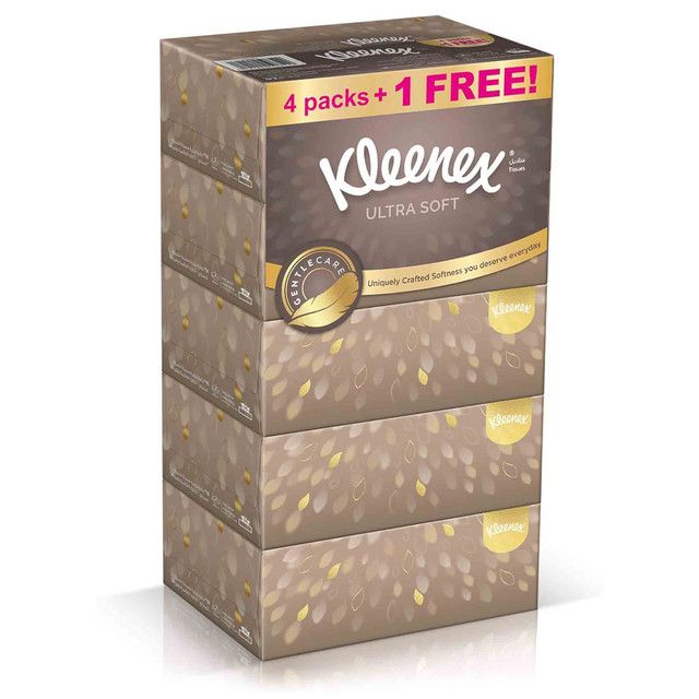Kleenex Ultra Soft Premium Facial Tissues 3 Ply, 5x96 Sheets