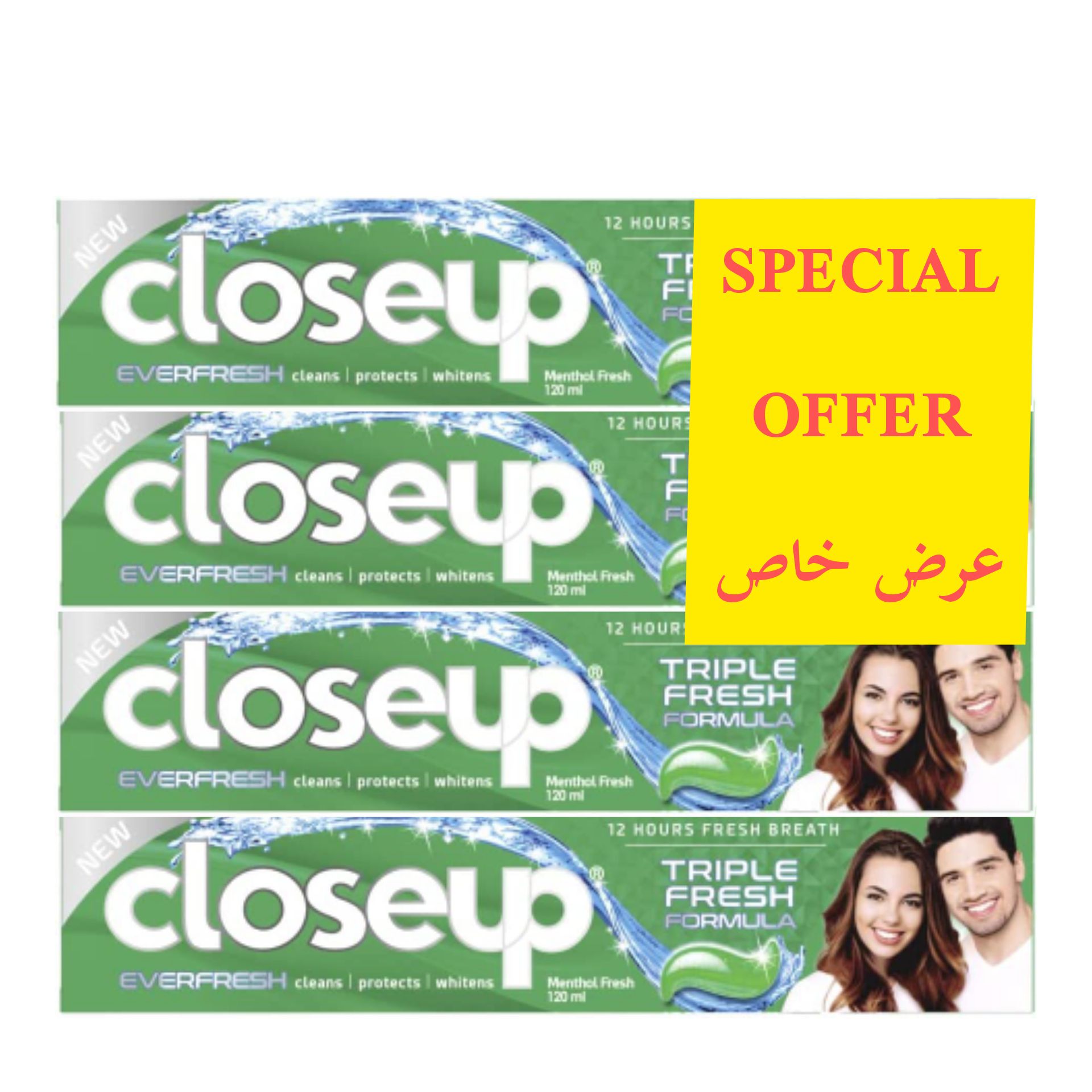 Closeup Menthol Fresh Triple Fresh Formula Toothpaste, 4x75ml