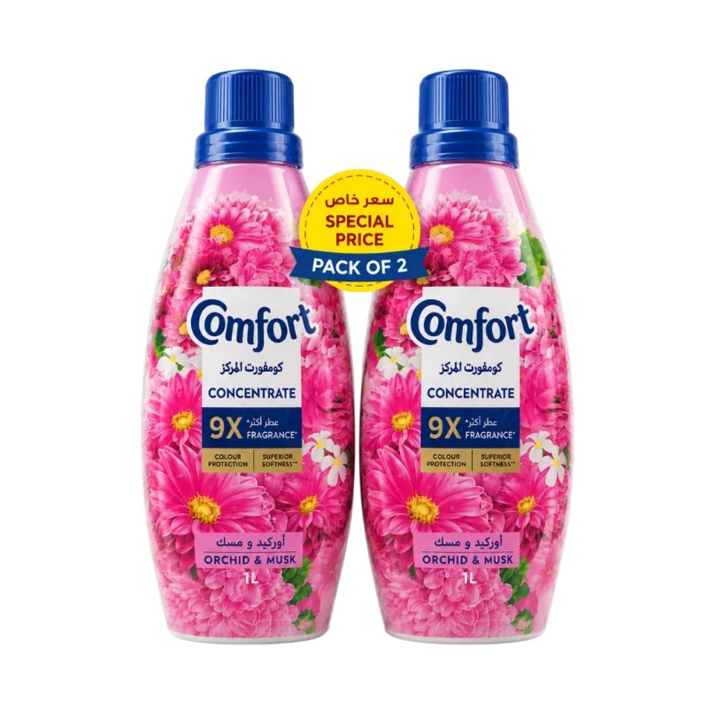 Comfort 9X Fragrance Orchid & Musk Fabric Softener, 2x1L