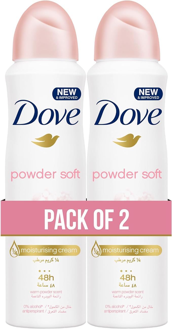 Dove Powder Soft Anti-Perspirant Spray for Women, 2x150ml