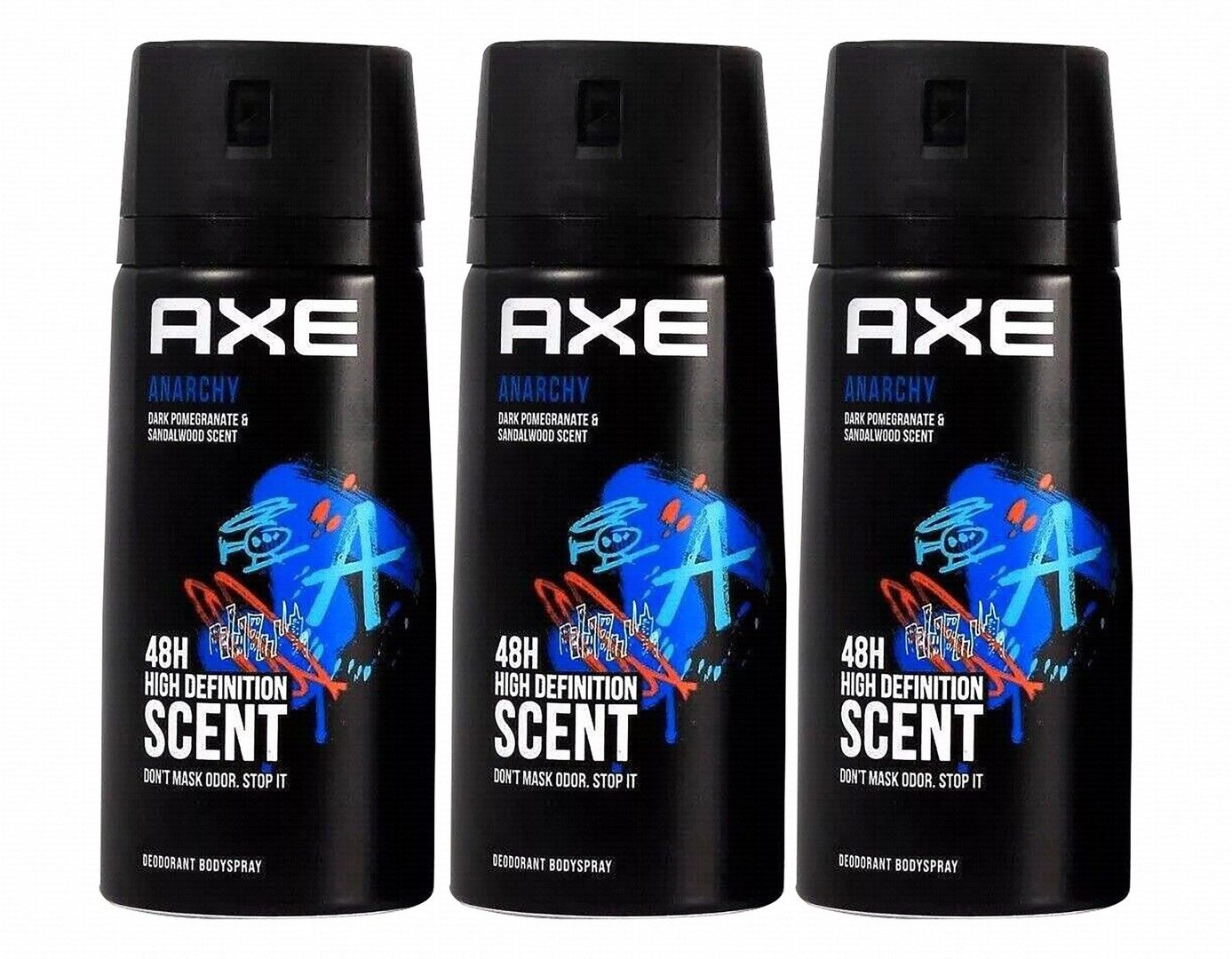 Axe Anarchy Deodorant Body Spray, 3x120ml