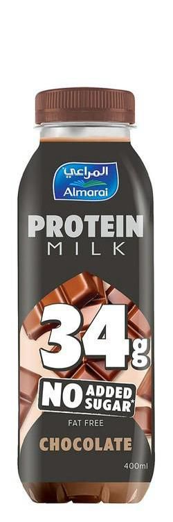 Almarai Chocolate Fat Free Protein Milk No Added Sugar, 400ml