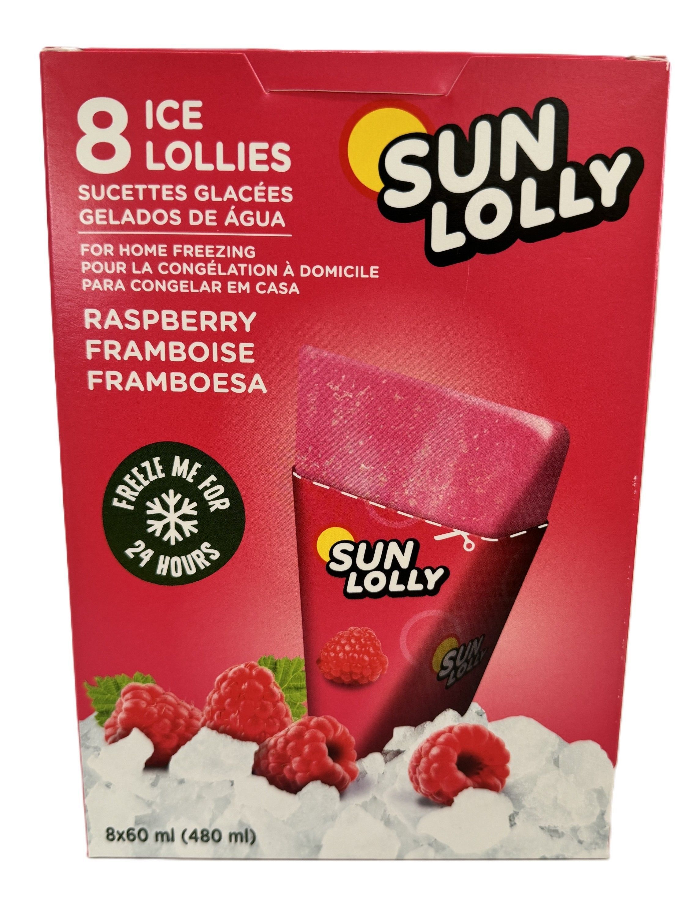 Sun Lolly Raspberry Ice Lollies, 8x60ml