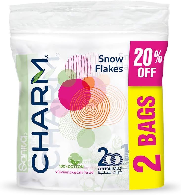Sanita Charm 100% Cotton Balls, 200 Balls