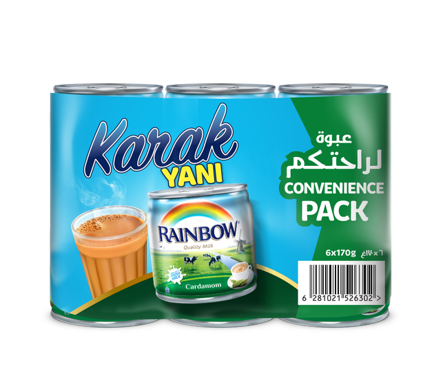 Rainbow Cardamom Evaporated Milk Convenience Pack, 6x170g
