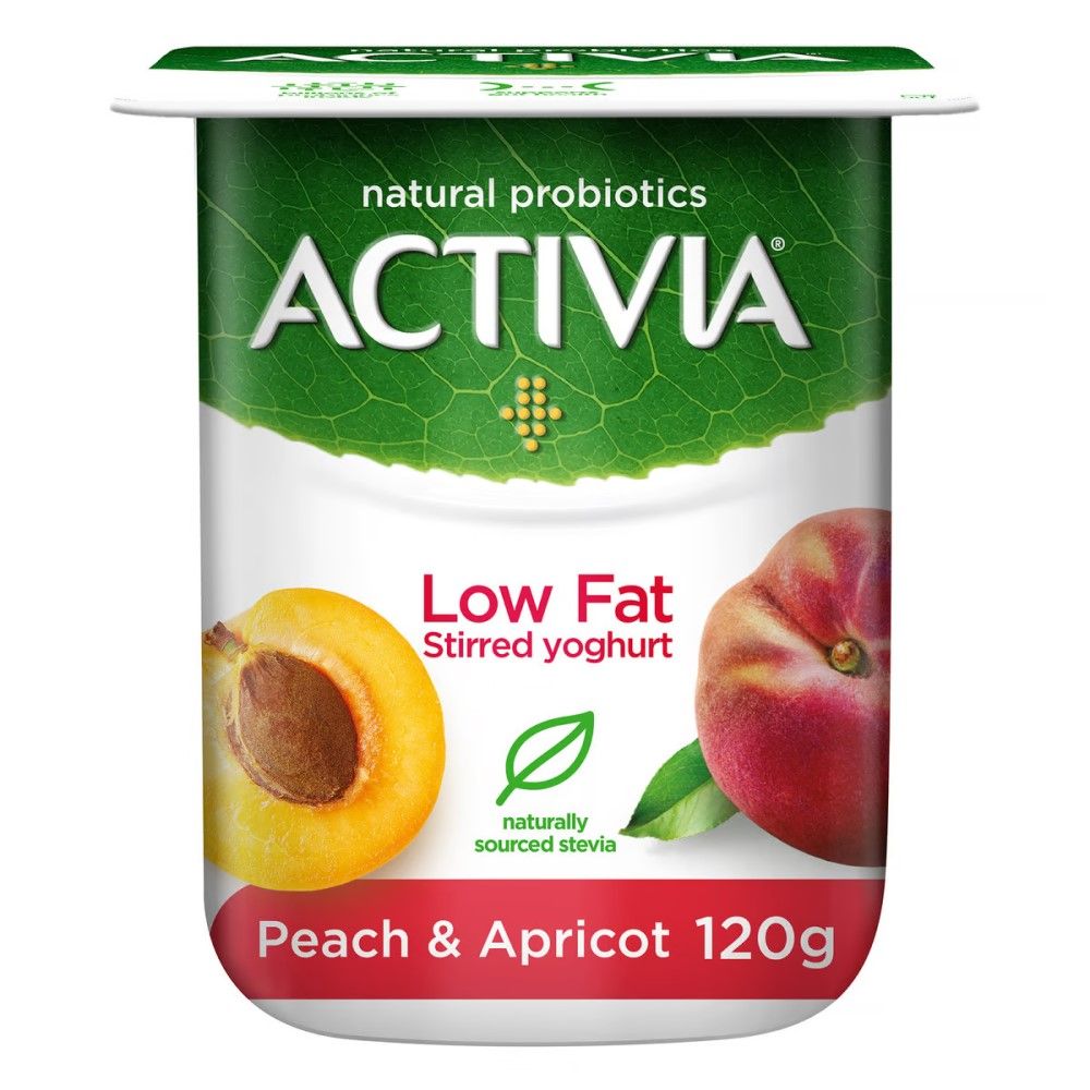 Activia Low Fat Peach & Apricot Stirred Yoghurt, 120g