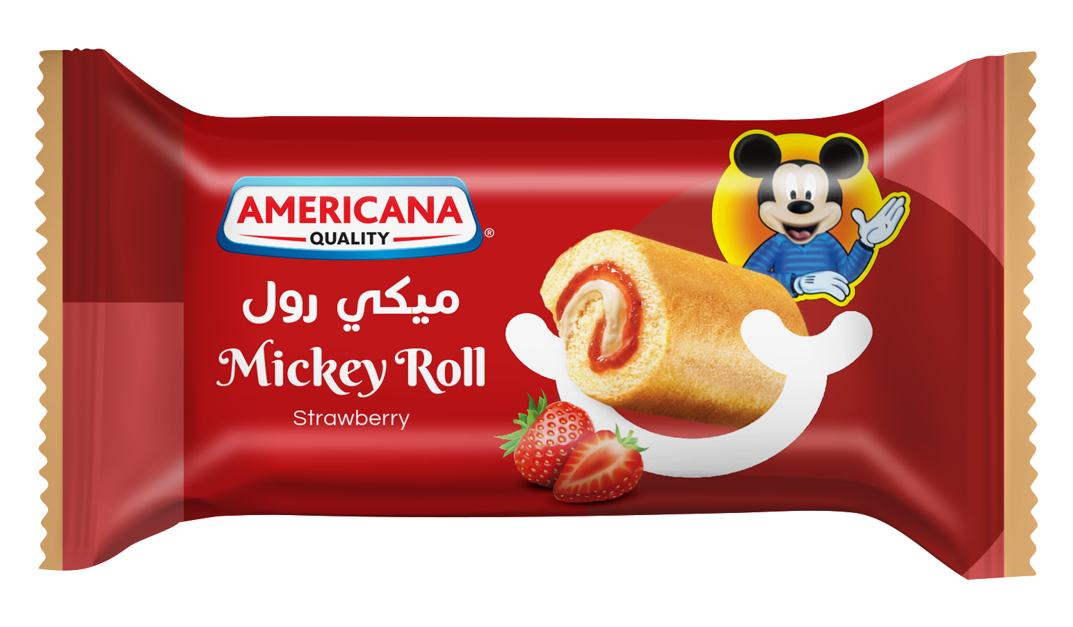 Americana Strawberry Cake Mickey Roll, 25g