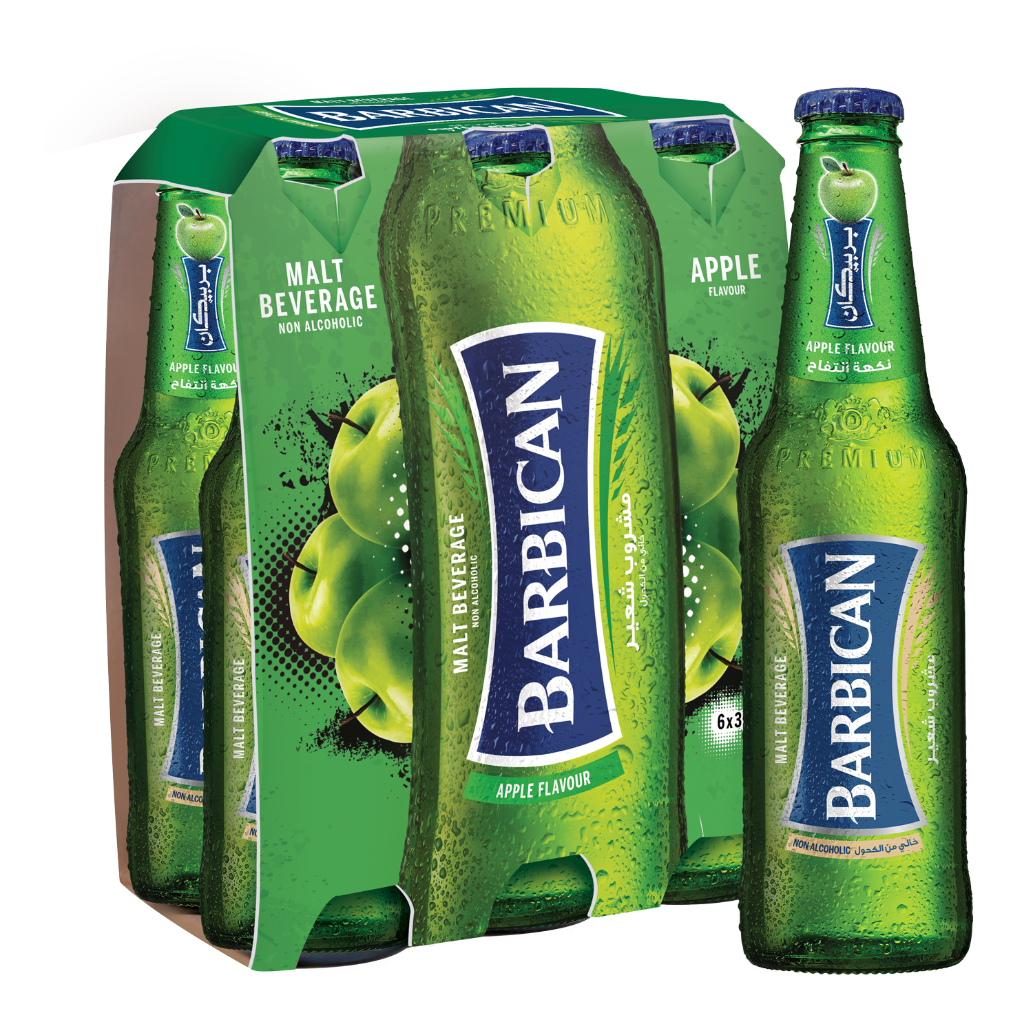Barbican Apple Flavoured Non-Alcoholic Malt Glass Bottles, 6x330ml