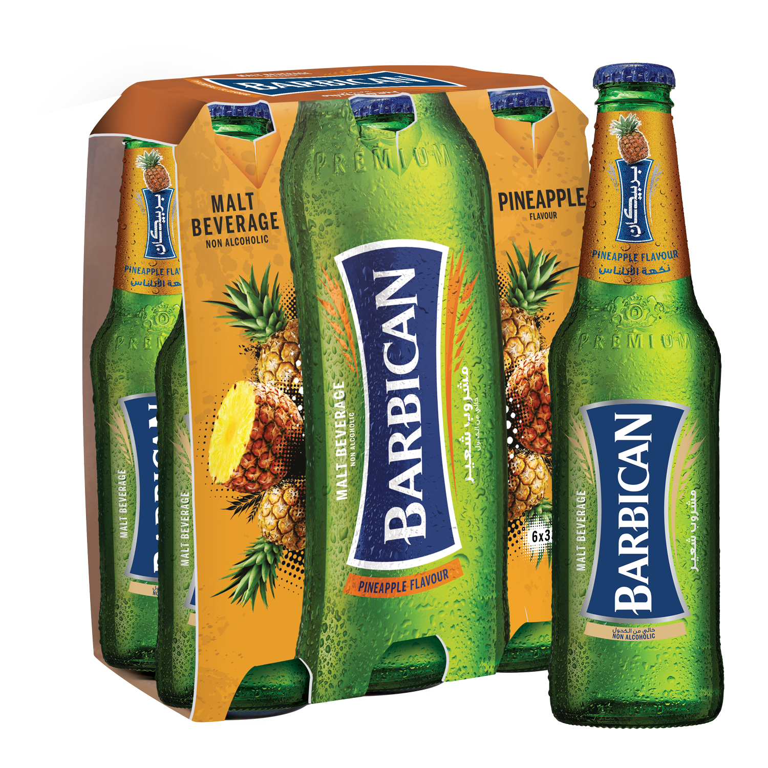Barbican Pineapple Flavoured Non Alcoholic Malt Glass Bottle, 6x330ml