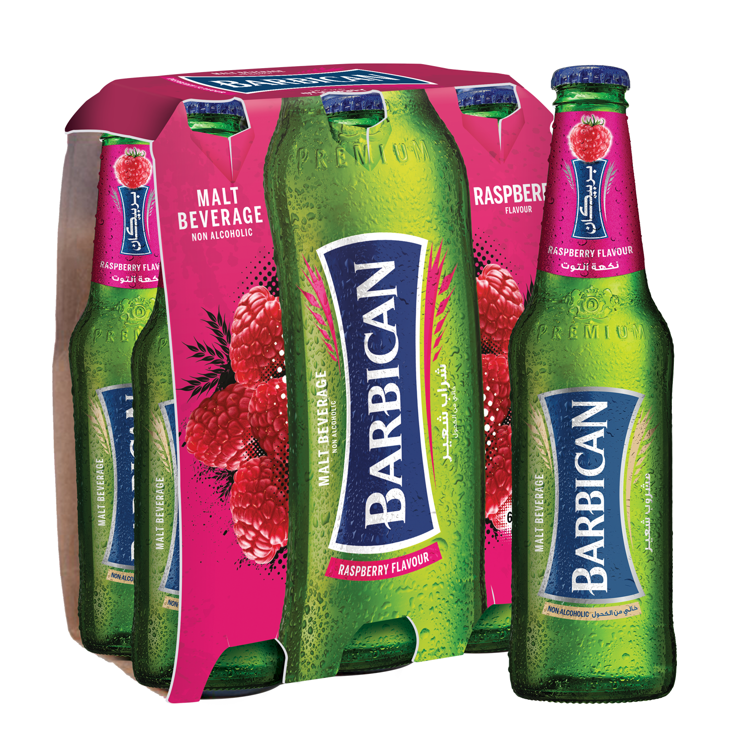 Barbican Raspberry Flavoured Non Alcoholic Malt Glass Bottle, 6x325ml