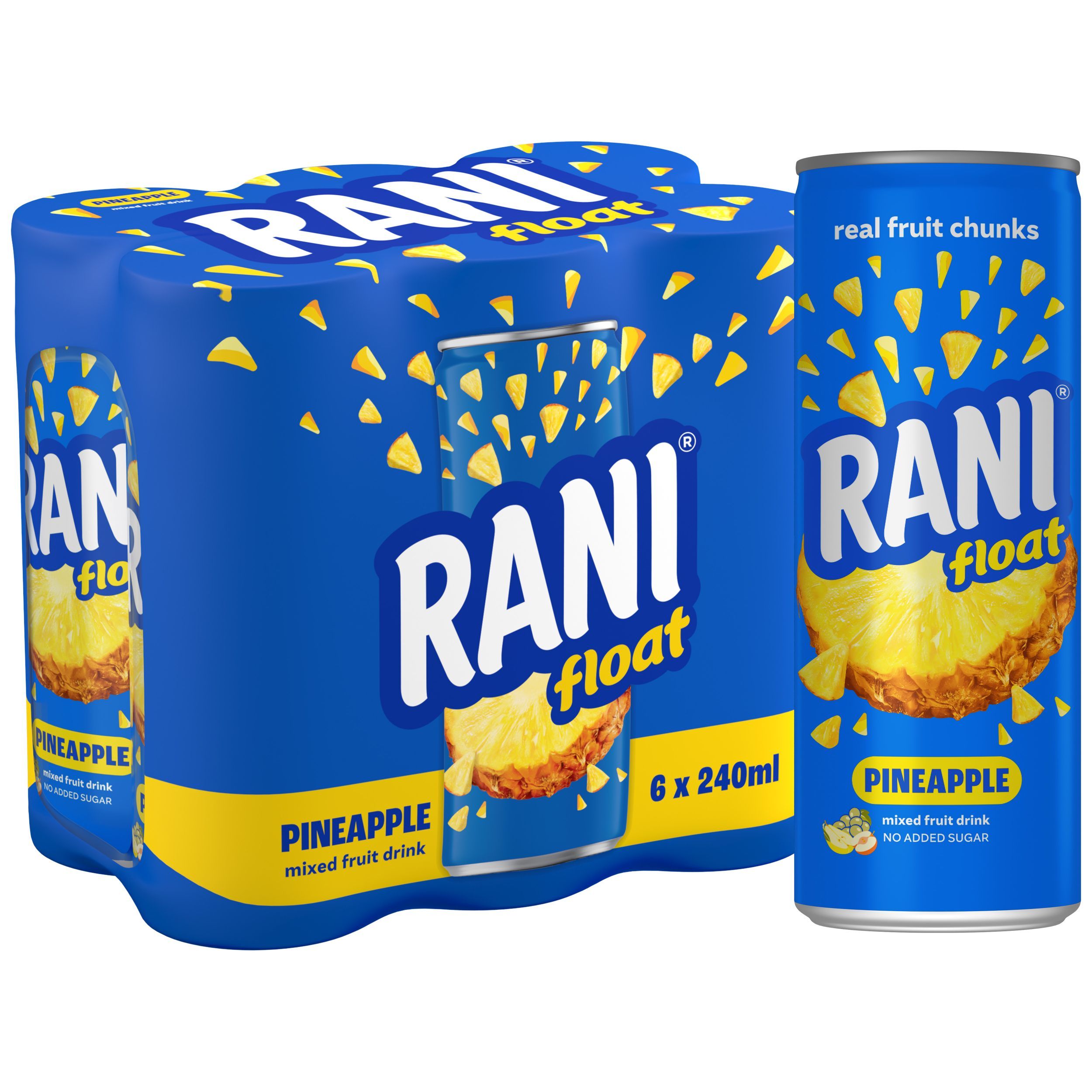 Rani Pineapple Juice with Float Can, No Added Sugar, 6x240ml