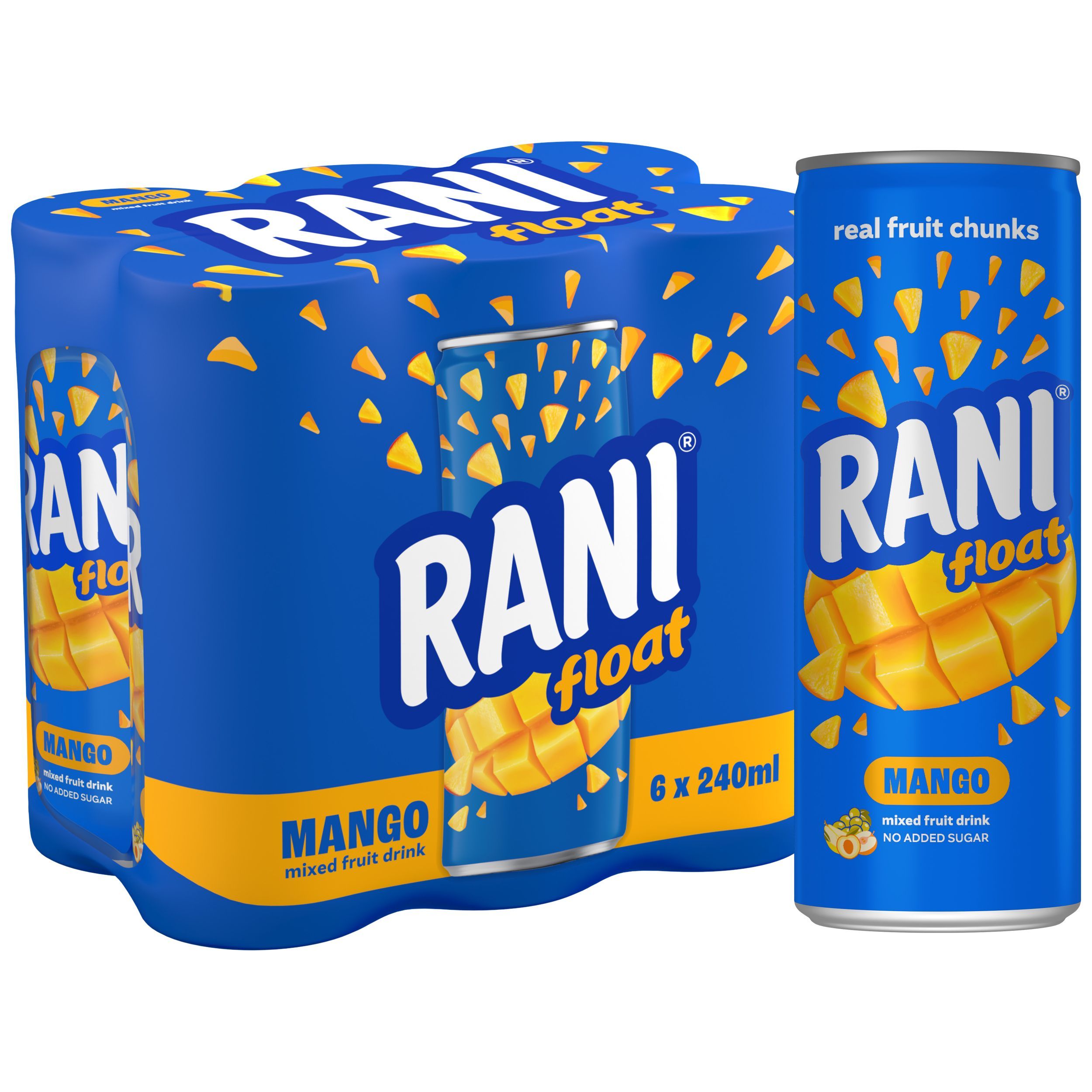 Rani Mango Juice with Float Can - No Added Sugar, 6x240ml