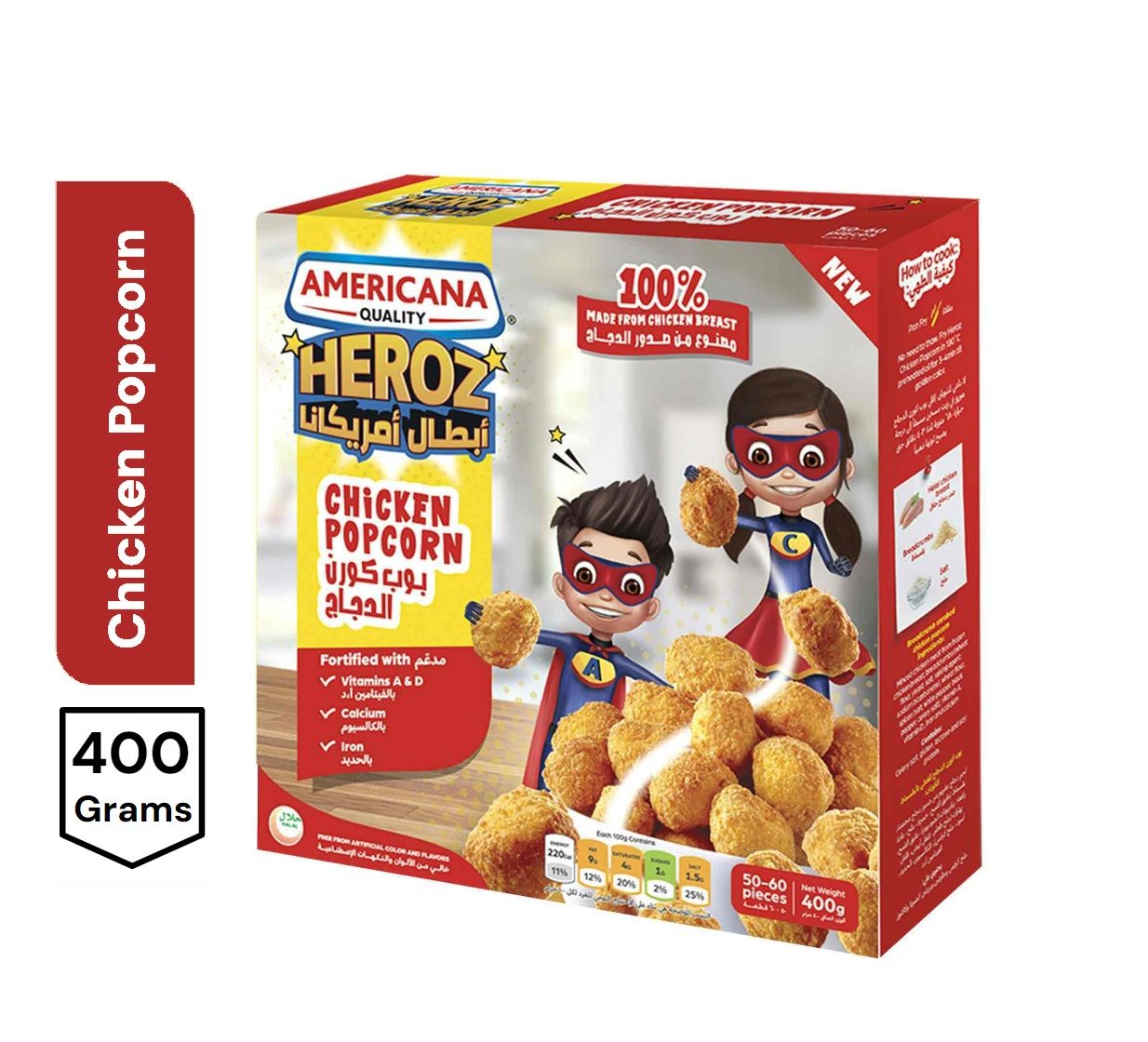 Americana Heroz Frozen Chicken Popcorn, 400g
