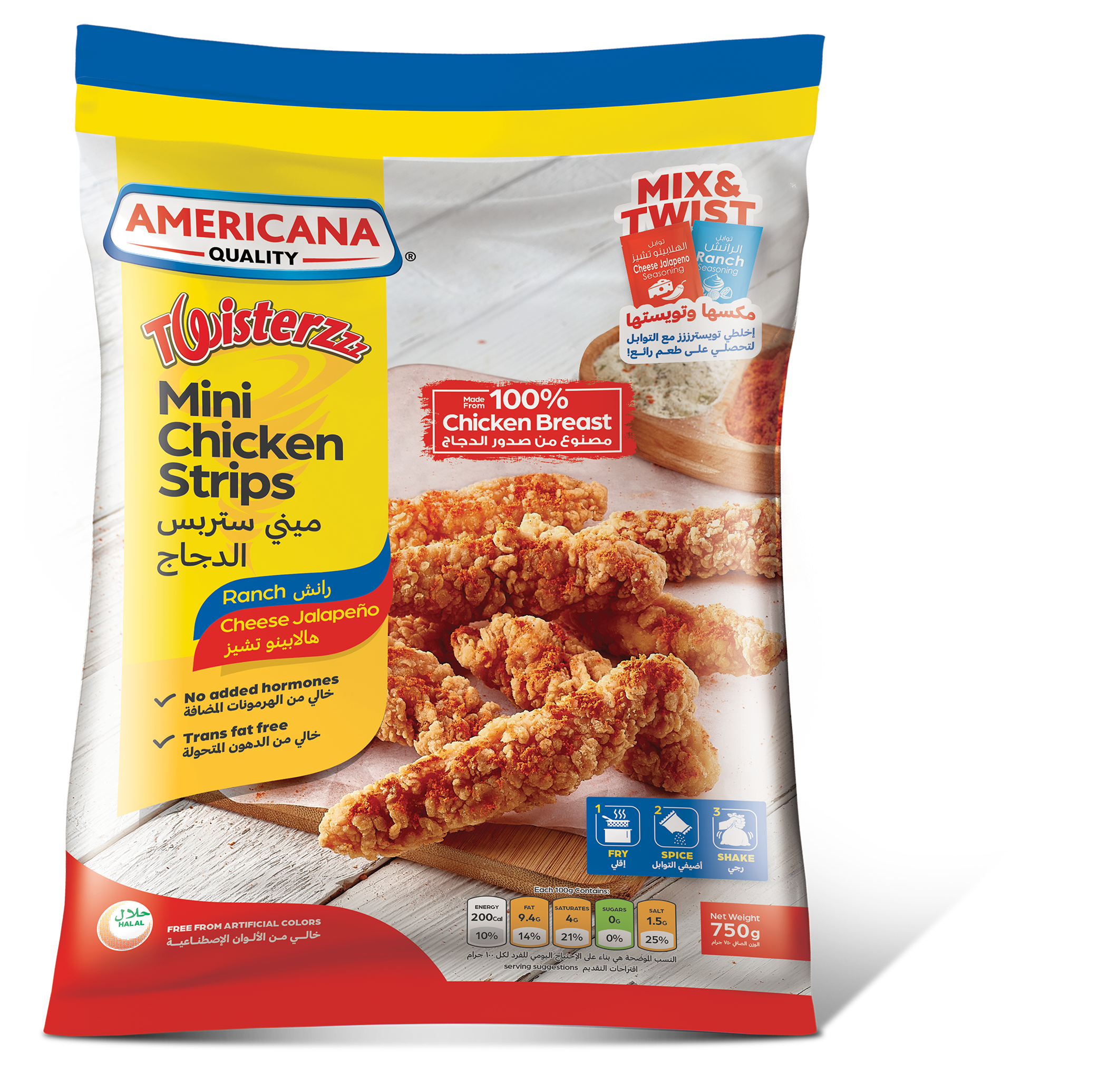 Americana Twisterzzz Chicken Strips - Ranch & Cheese Jalapeno 750G