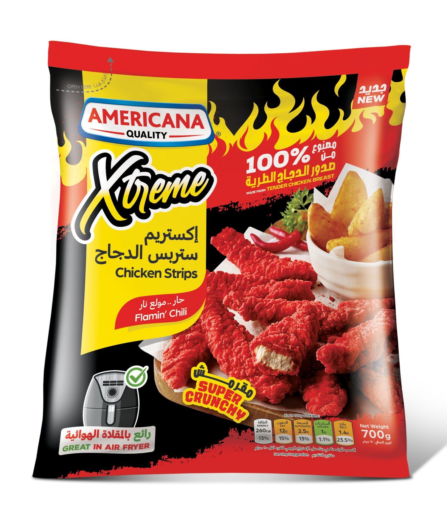 Americana Xtreme Flamin Chili Chicken Strips, 700g