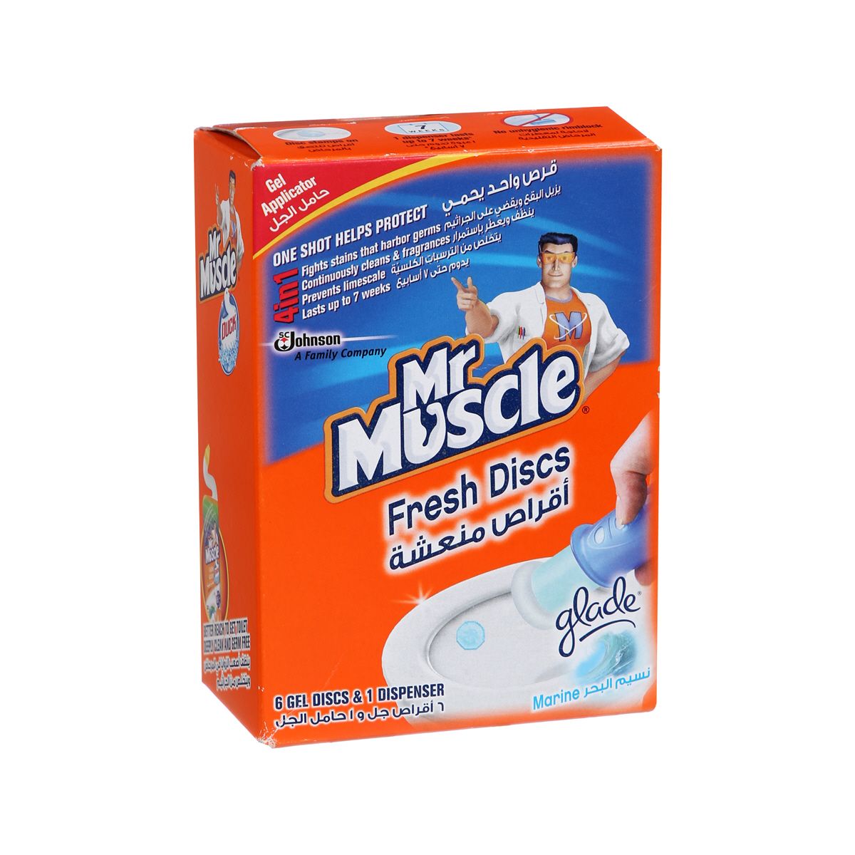 Mr. Muscle Marine Fresh Gel Discs Toilet Freshener, 38g