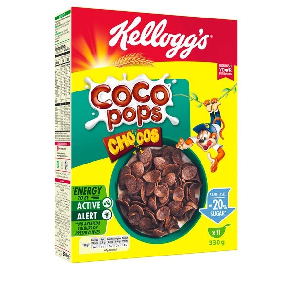 Kellogg's -20% Sugar Coco Pops Chocos Cereals, 330g