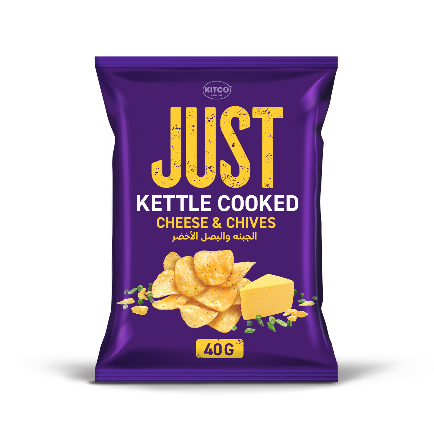 Kitco JUST Cheese And Chives Kettle Cooked Chips, 40g