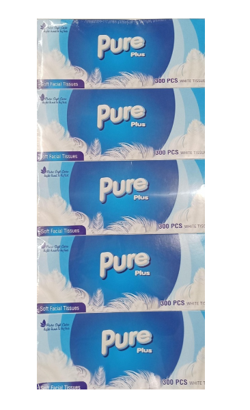 Pure Plus Facial Tissue, 5x300 Pieces
