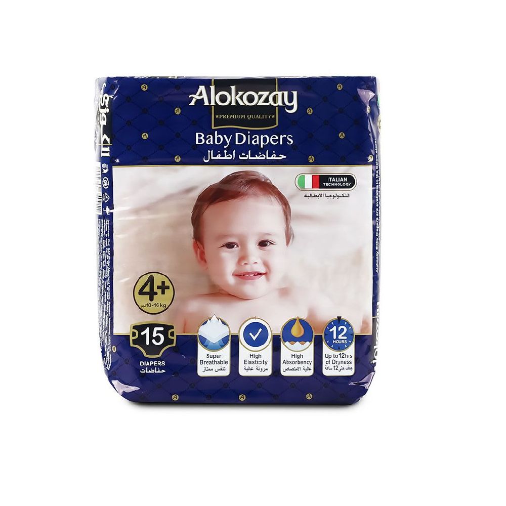 Alokozay Baby Diapers 4+, 15 Diapers