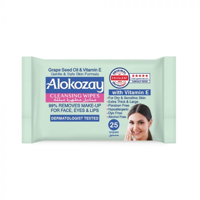 Alokozay ll Dermatologist Tested Cleansing Wipes, 25 Wipes