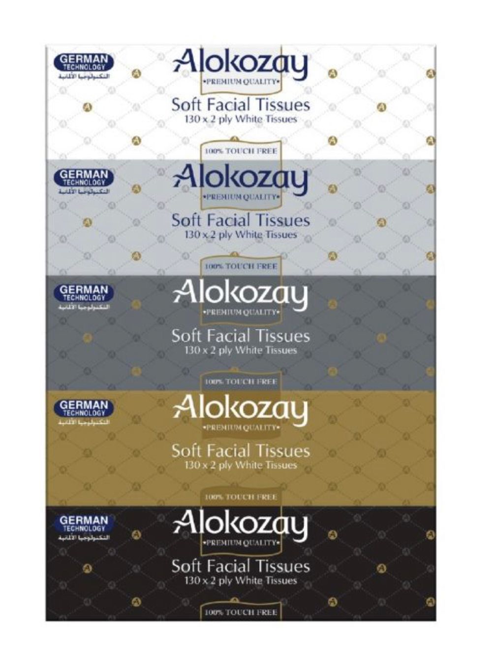 Alokozay 2 Ply Facial Tissues, 5x130 Sheets