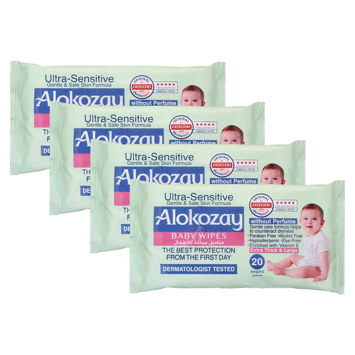 Alokozay Baby Wipes, 4x20 Pieces