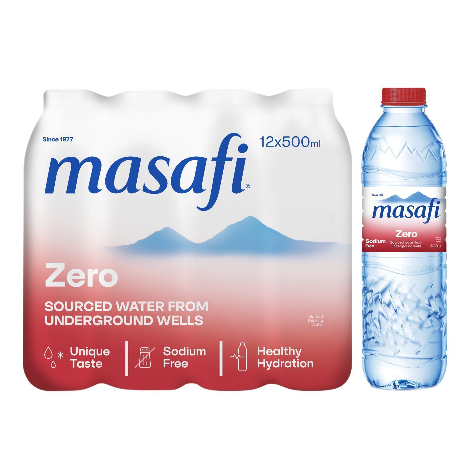 Masafi Zero Sodium Natural Water 500 ml x 12 Pcs
