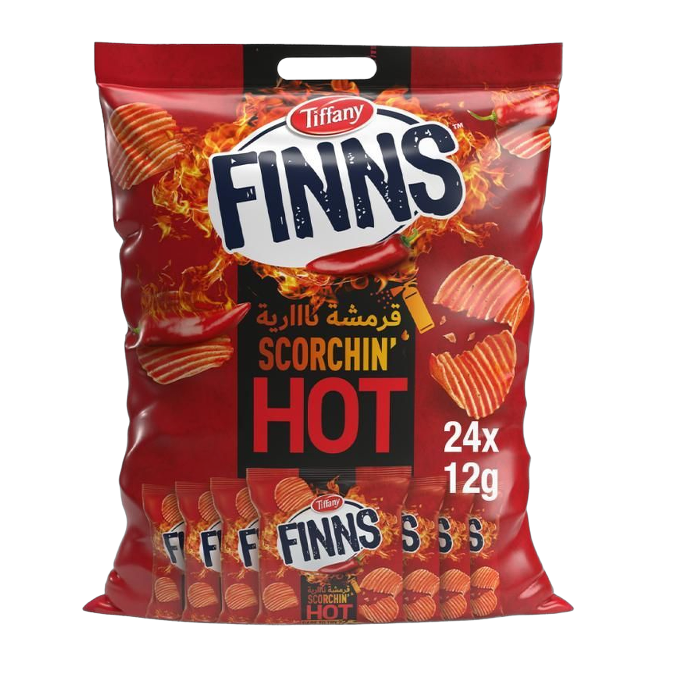 Tiffany Finns Scorchin' Hot Potato Chips Bag, 24x12g
