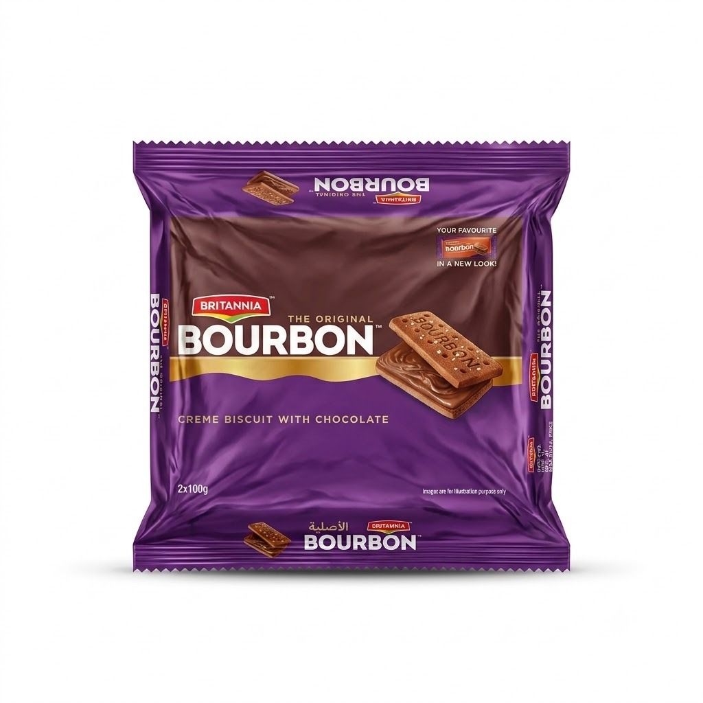 Britannia Bourbon Chocolate Flavoured Cream Biscuits, 200g