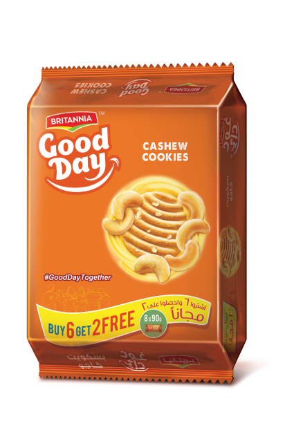 Britannia Good Day Cashew Biscuits, 8x90g