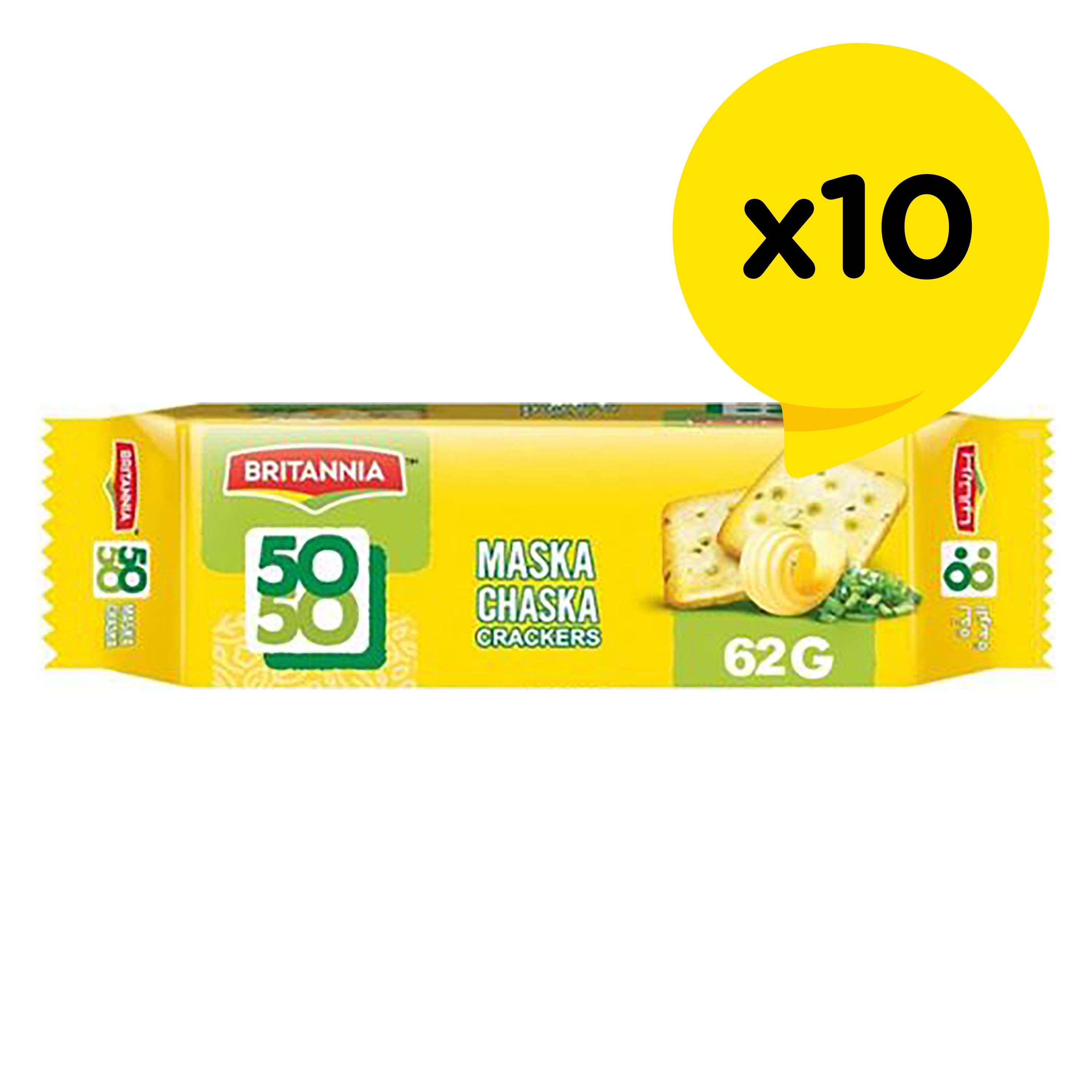 Britannia 50-50 Maska Chaska Crackers, 10x62g