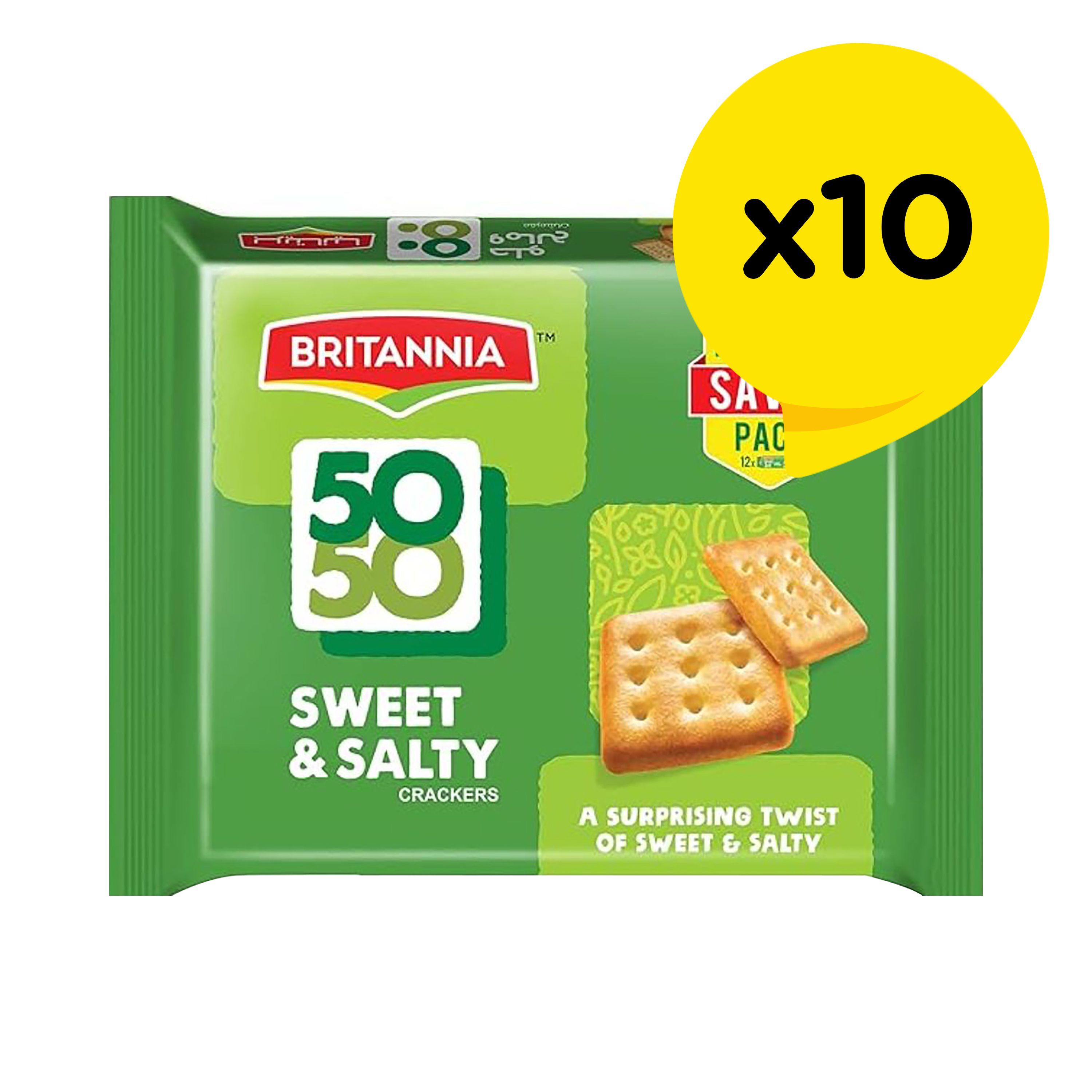 Britannia 50-50 Sweet & Salty Crackers, 10x62g