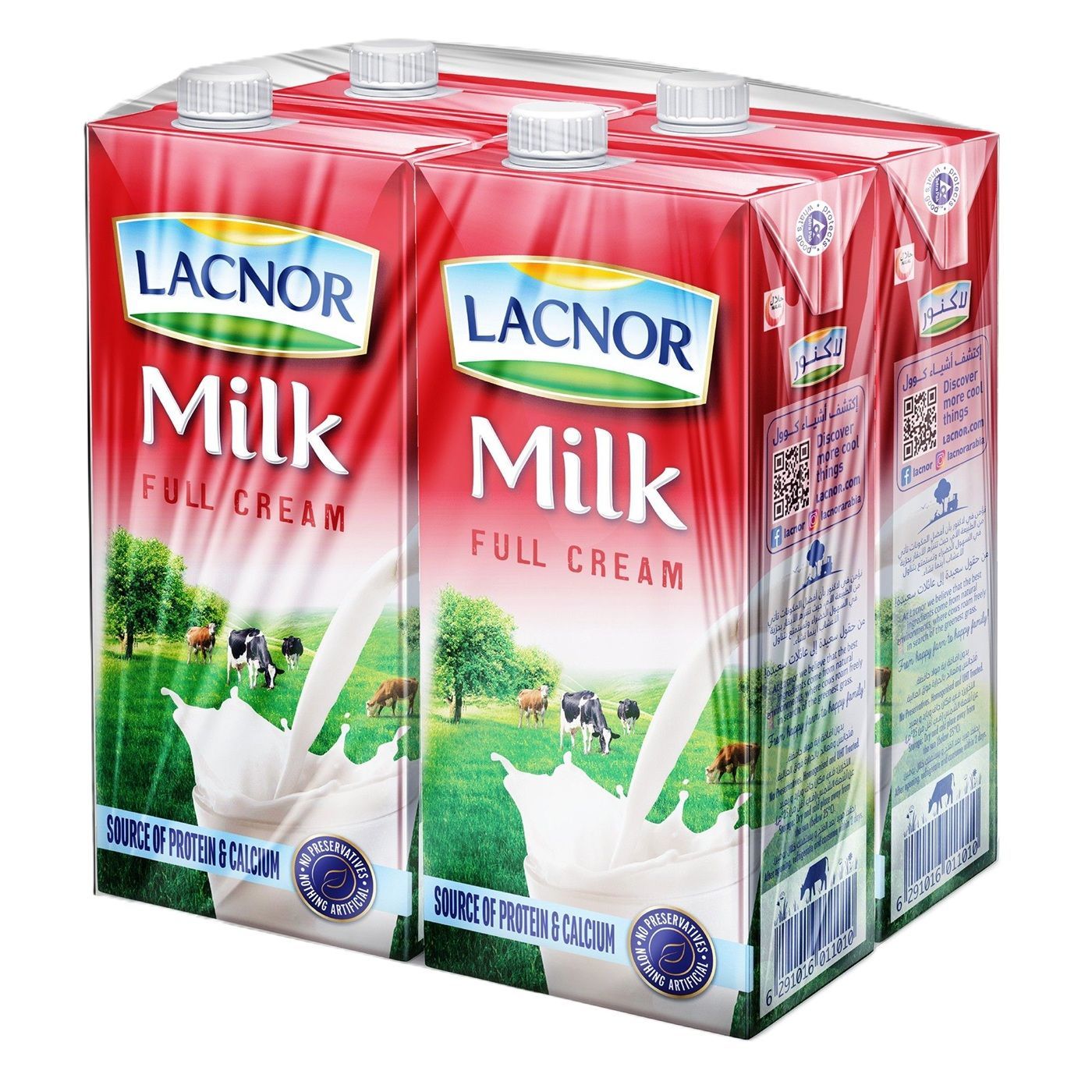 Lacnor Essentials UHT Full Cream Milk, 4x1L