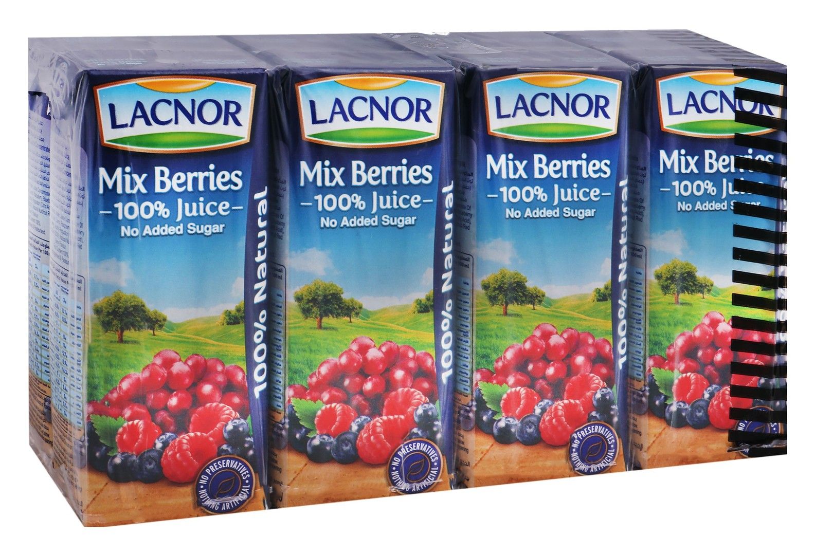 Lacnor 100% Mix Berries Juice No Added Sugar, 8x180ml