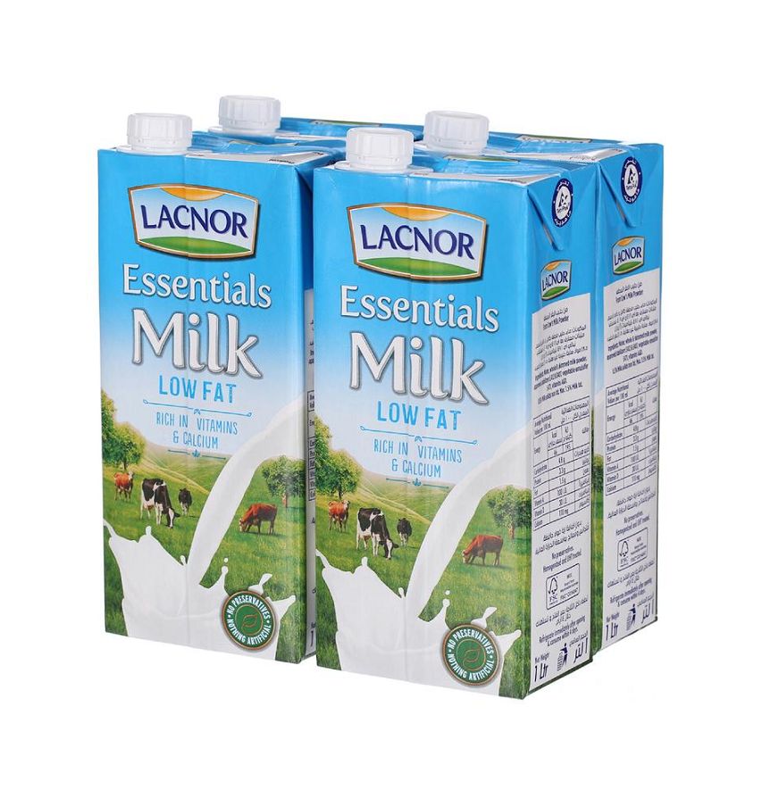 Lacnor Essentials Low Fat UHT Milk, 4x1L
