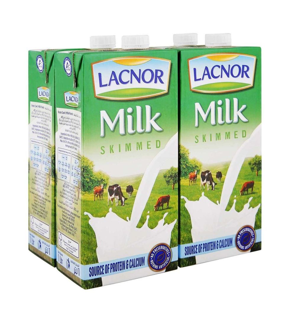 Lacnor Essentials Skimmed Milk 1L x Pack of 4