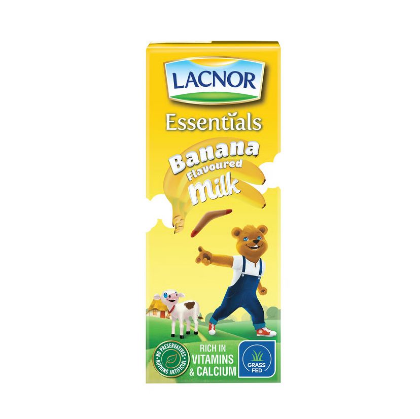 Lacnor Essentials Banana Flavoured Milk, 180ml