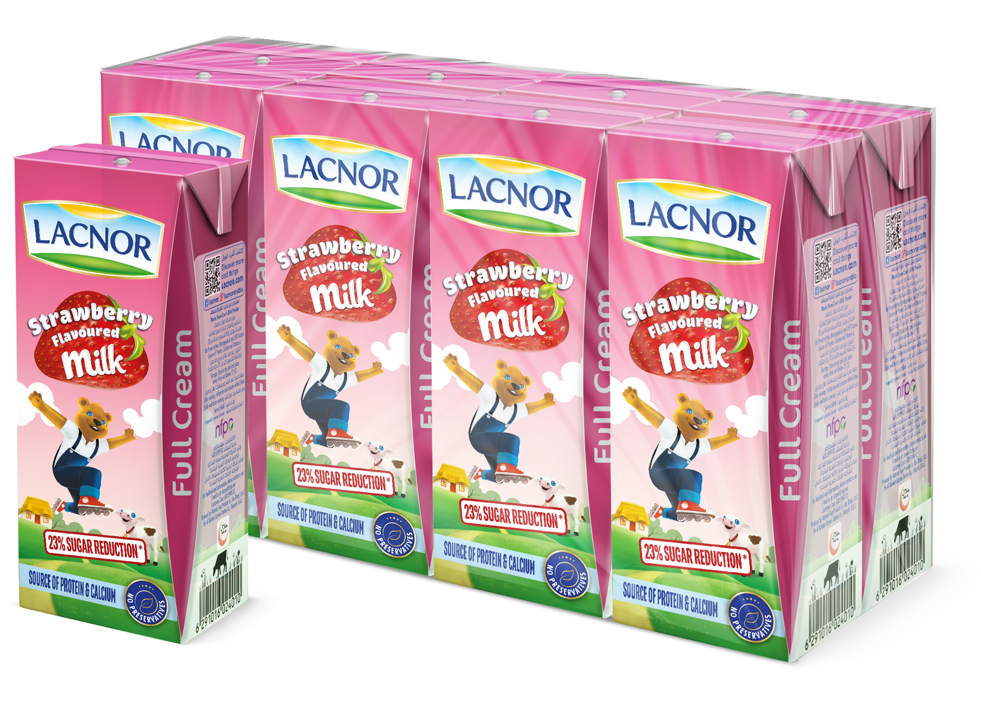 Lacnor Essentials Strawberry Milk, 8x180ml